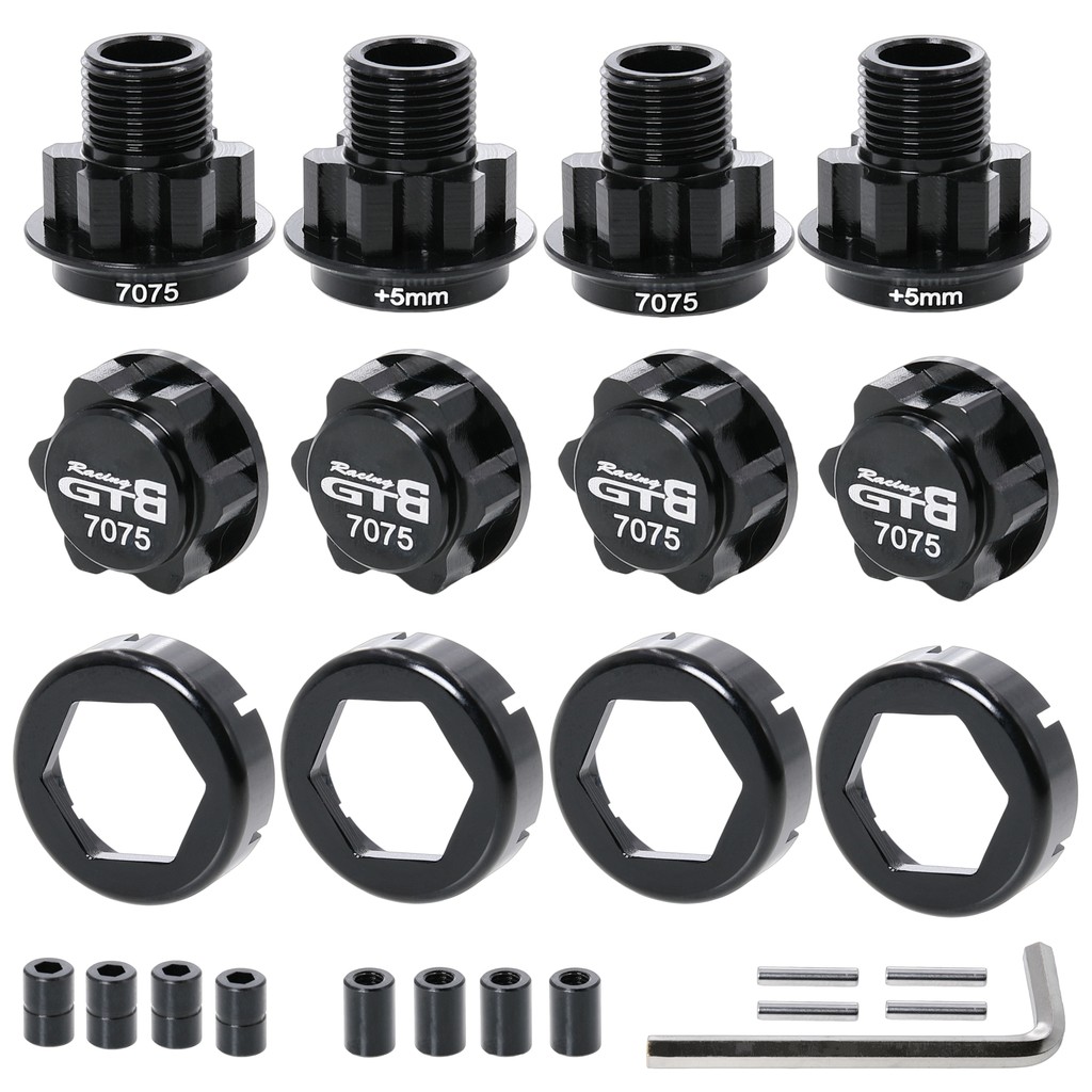 GTBRACING CNC ALUMINUM 7075 17MM EXTENDER EXTENDED + 5MM W/ WHEEL NUT FOR 1/8 RC CAR HPI SAVAGE 4.6