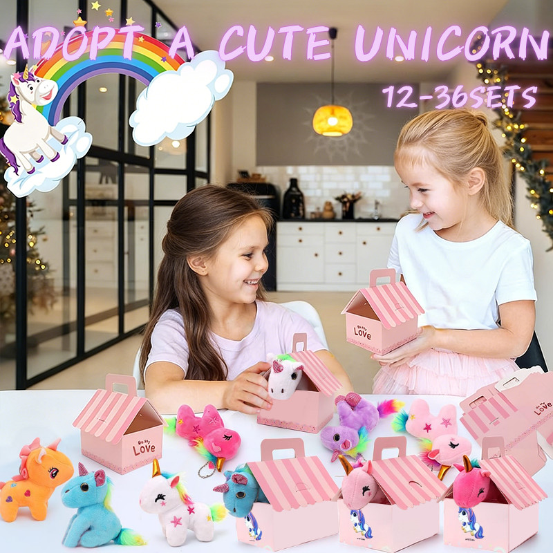 12/24/36Sets Unicorn Party Favors Stuffed Animal Adopt Me Unicorn Plush Keychain Birthday Gifts with