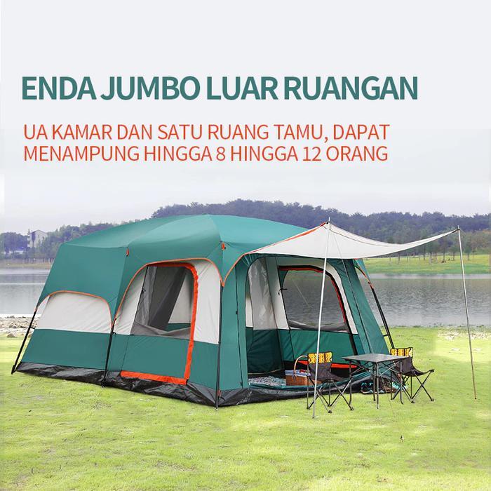 KORVO Tenda Camping Jumbo 8-12 Orang Tenda Outdoor Ada 2 Ruangan Waterproof Luxury Automatic/Tenda