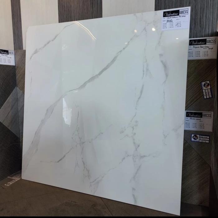 Promo Granit Lantai 100X100 Valentino Gress Vena Bianco Carara Tekstur Glazed Polished 2Pcs 2M Harga