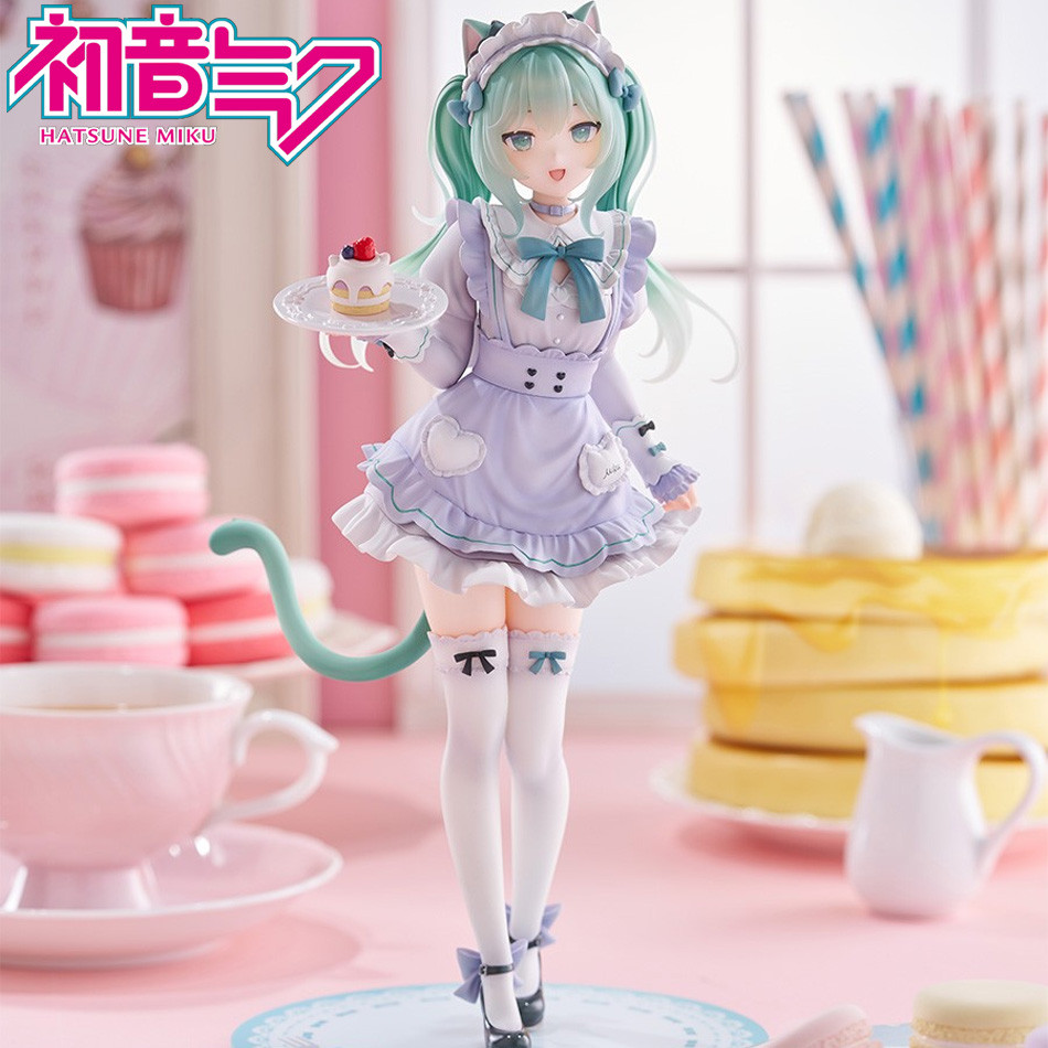 18CM Hatsune Miku Desktop Cute Action Figure Cat Ears Maid Ver. Cosplay Anime Figurine Kawaii Girl