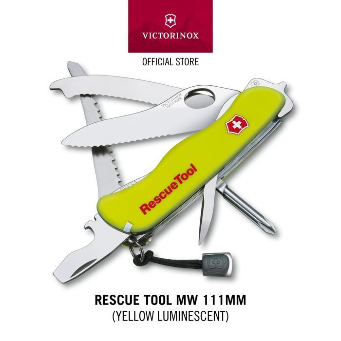 DISKON Rescue Tool MW, 111 mm, Yellow Luminescent [Pisau Multifungsi] Swiss Army Knife