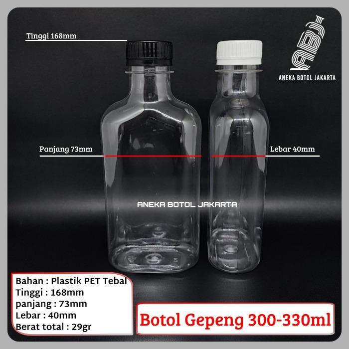 READYY Botol plastik gepeng 300 ml / Botol PET gepeng 300 ml tutup LN