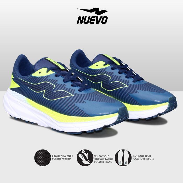 NUEVO - Sepatu Lari Pria Nuevo Crosspeed Navy Stabilo Olahraga Trail Run Ringan