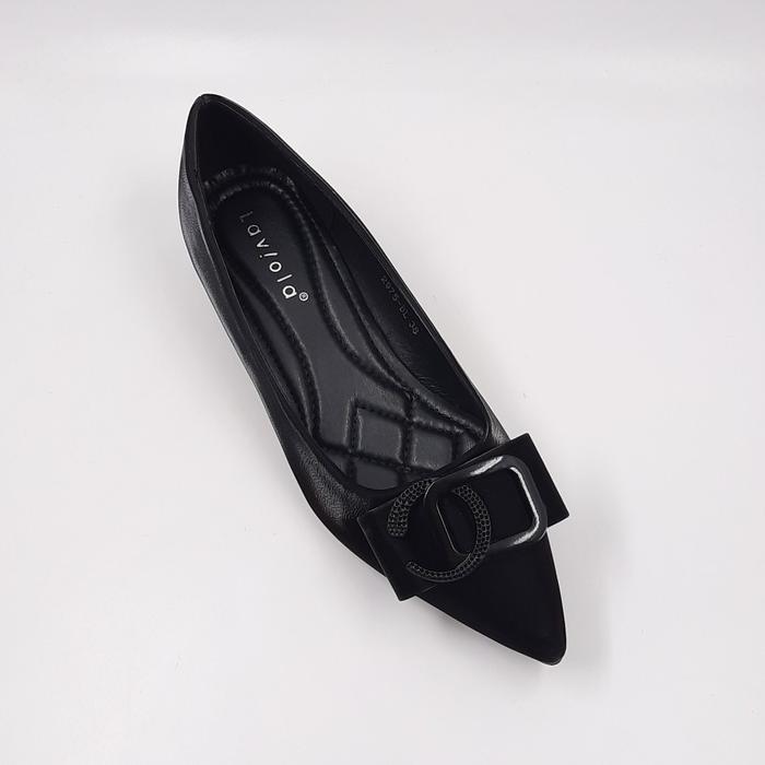 Laviola 2975 FFB- Sepatu hak pantofel wanita model tertutup warna hitam ukuran 37 Sepatu Heels Panto