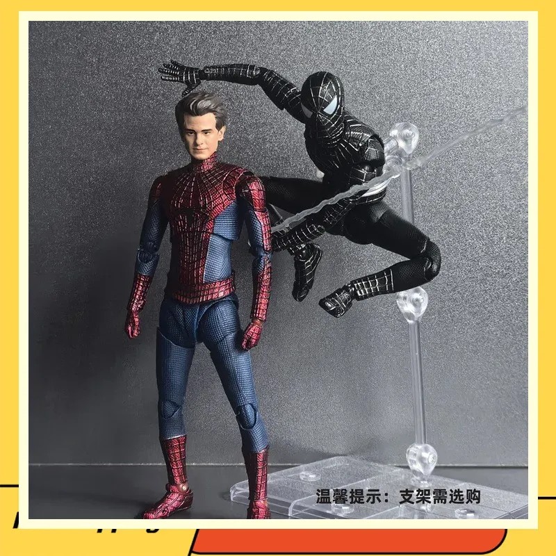 High Quality Tobey Maguire Spider Man Action Figure Black Suit Venom Movable Statue Doll Garfield