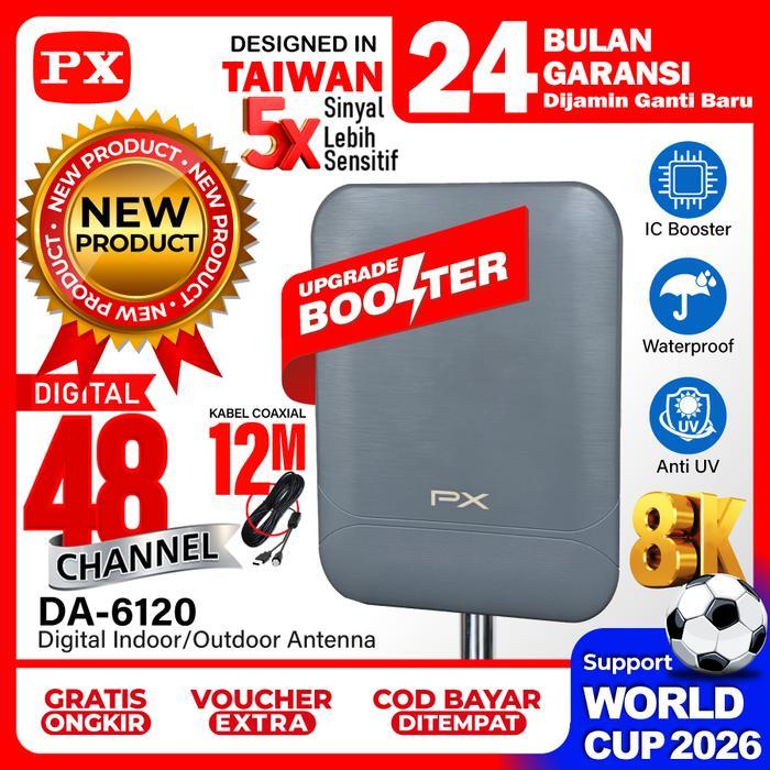 Antena TV Digital Indoor Outdoor DVT2 Antenna Booster 4K PX DA-6120