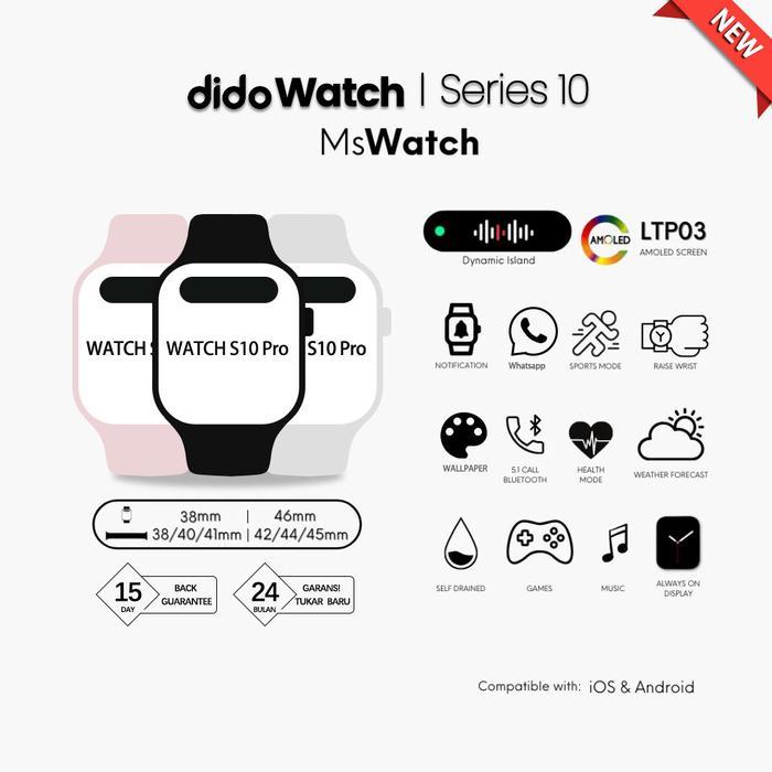 Dido Smartwatch S10 Pro Max S10 Pro Mini Pria Wanita Jam Amoled Pemantauan Detak Jantung Oksigen