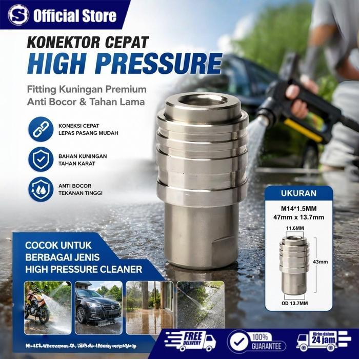 M14 Quick Release 1/4" Self Lock 2.0 - Adapter Nozzle Sprayer Tembakan Gun Selang M14 Auto Lock