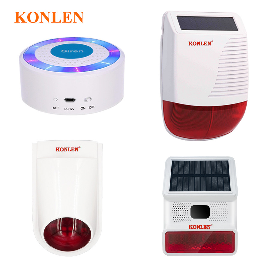 KONLEN Wireless Indoor Outdoor Strobe Solar Siren Horn Flash 433MHZ For 2G 4G WIFI GSM Smart Home