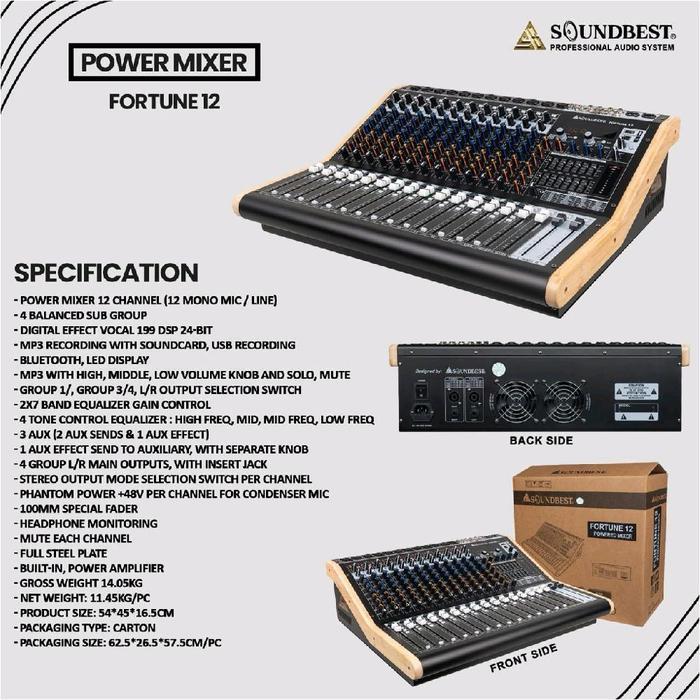 Promo Power Mixer Amplifier Soundbest Fortune 2 Original Power Mixer 12 Channel