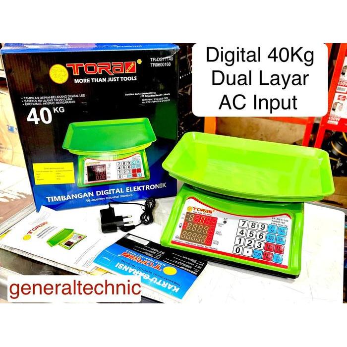 TTimbangan Digital Tora 40KG Body Hijau Digital Scale 40KG Tora Timbangan Tora Digital Elektro 40KG