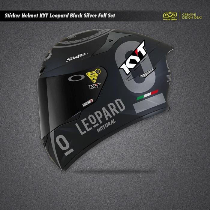 Sticker Helm KYT Full Set Leopard Black Silver
