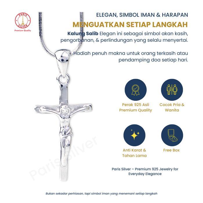 ORIGINAL Kalung Salib Yesus Perak Asli Silver 925 Lapis Emas Putih Corpus Jesus Kristus Pria Wanita