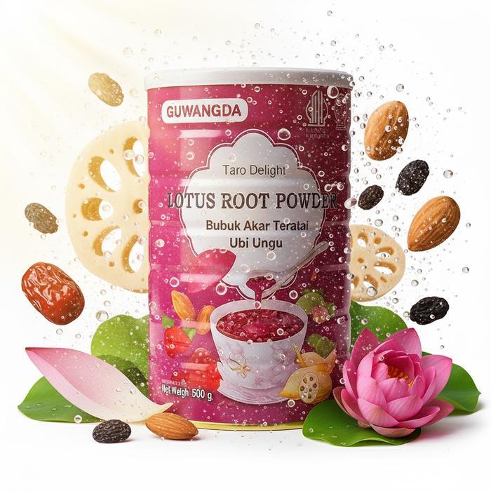 NEW GUWANGDA Oufen Lotus Root Powder Bubuk Akar Teratai Ubi Ungu Almond 500g Minuman Manis Kurma