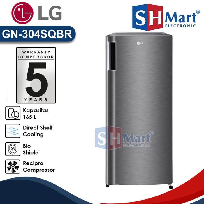 KULKAS FREEZER LG 6 RAK KAPASITAS 165 LITER GN-INV304SL / GN-INV304BK INVERTER TEMPERED GLASS GARANS