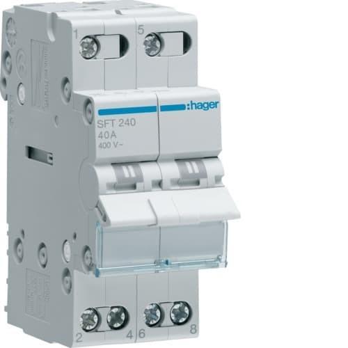 HAGER MCB COS CHANGE OVER SWITCH 2P 40A SFT-240 (SNI) ORIGINAL LISTRIK PLN ke GENSET 2 Pole SFT240