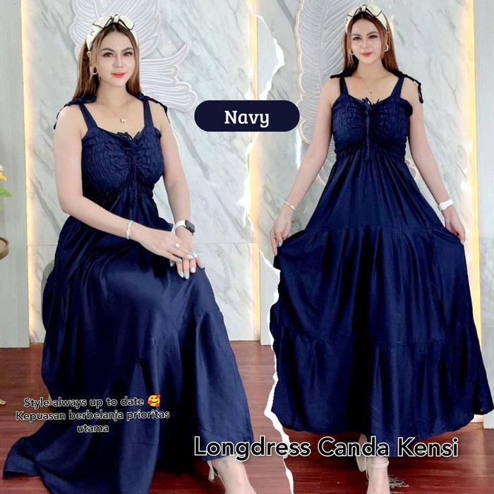 Longdress Canda Kensi Polos Tali Serut Daster Bali Katun Lembut Bunga Karet Simple Motif Rayon