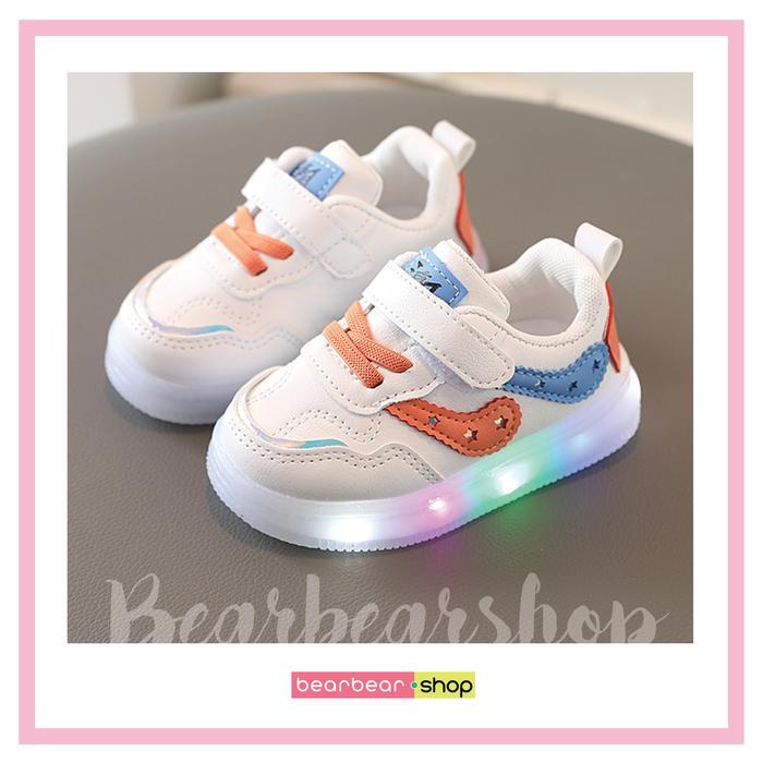 PR0M0 SEPATU ANAK FASHION LED DOUBLE CHECK KIKE / SEPATU ANAK LED / SEPATU ANAK IMPORT G00D