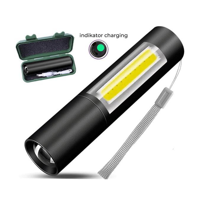 Suksestech Senter Mini Aluminium LED COB 3 Mode Cahaya Terang Senter-510