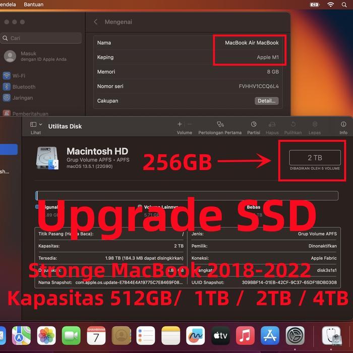 TERLARIS Upgrade SSD MacBook Pro Air M1 M2 2018-2022 256GB 512GB 1TB 2TB 4TB