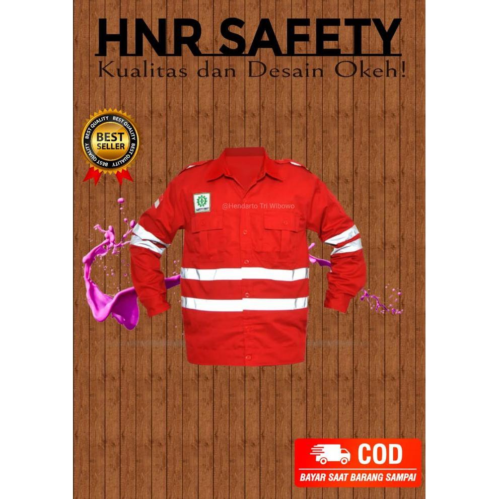 baju safety merah atasan