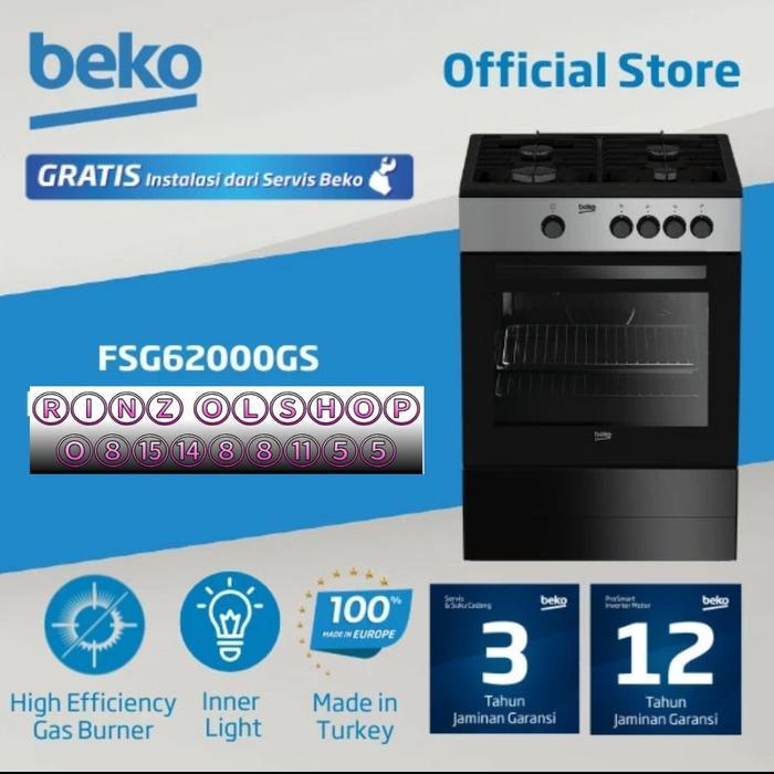 Premium Beko Fsg62000Gs Freestanding Cooker Gas Oven Original