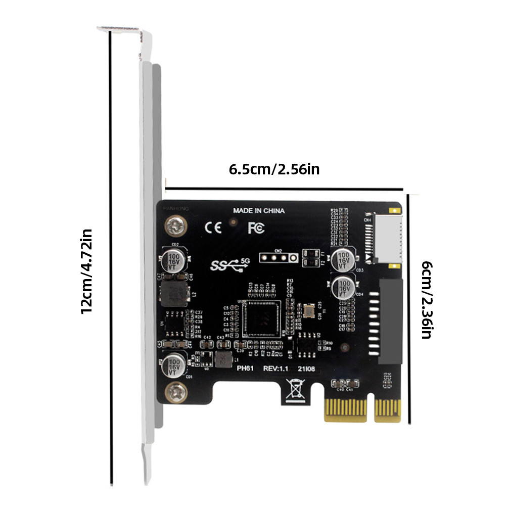 Computer PCI-E To USB 3.0 Type C Front Panel Adapter 19PIN PCI-E To USB 3.0 Hub Splitter Extender