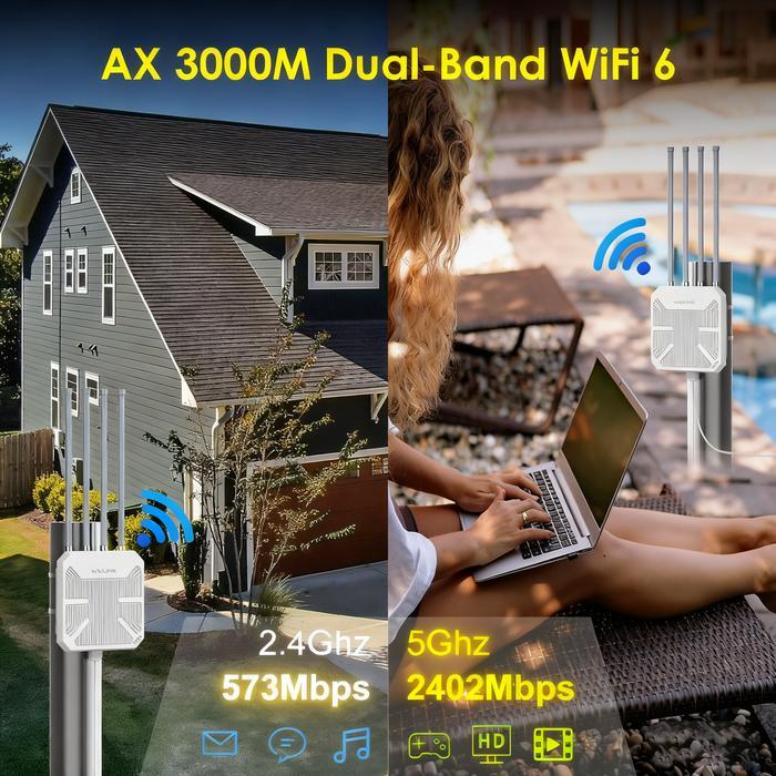 SKS WAVLINK WiFi6 AX3000 Outdoor Access Point & Mesh Extender Penguat Sinyal WiFi Jarak Jauh untuk