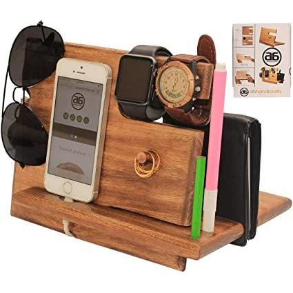 Docking Station / Stand HP, Dompet, Kunci, Kacamata Bahan Kayu Solid