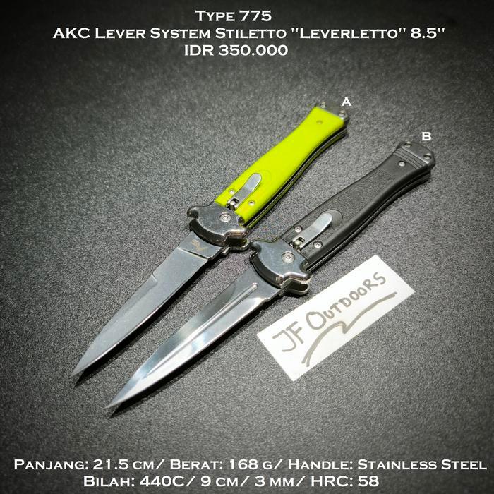 DISKON Pisau EDC Outdoor Unboxing AKC Lever System Stiletto 8.5 inch Leverletto CSGO