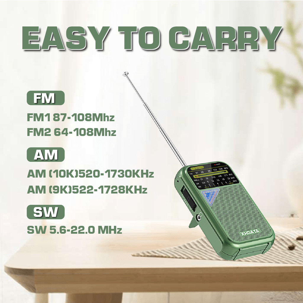 XHDATA D221 Portable NOAA Weather Radio AM FM Shortwave Emergency Survival Pocket Radio with Strong