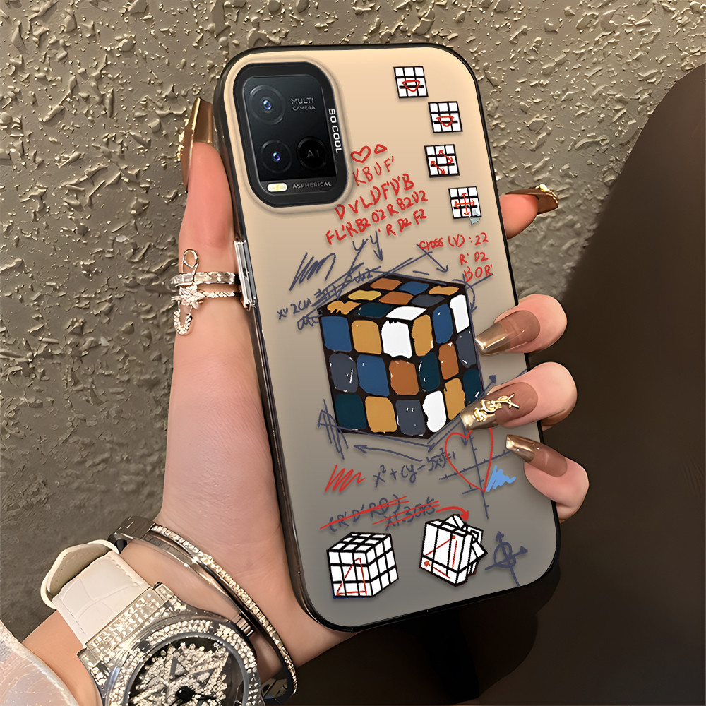 Kubus Rubik Sketsa Casing Hp Untuk VIVO Y21 Y21S Y33S Y21A Y21T Y33T T1X Case phone case hp casing k
