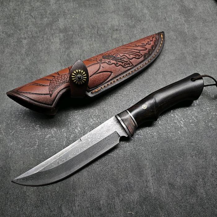 PISAU OUTDOOR DAMASCUS HUNTING KNIFE FBD003 CAMPING
