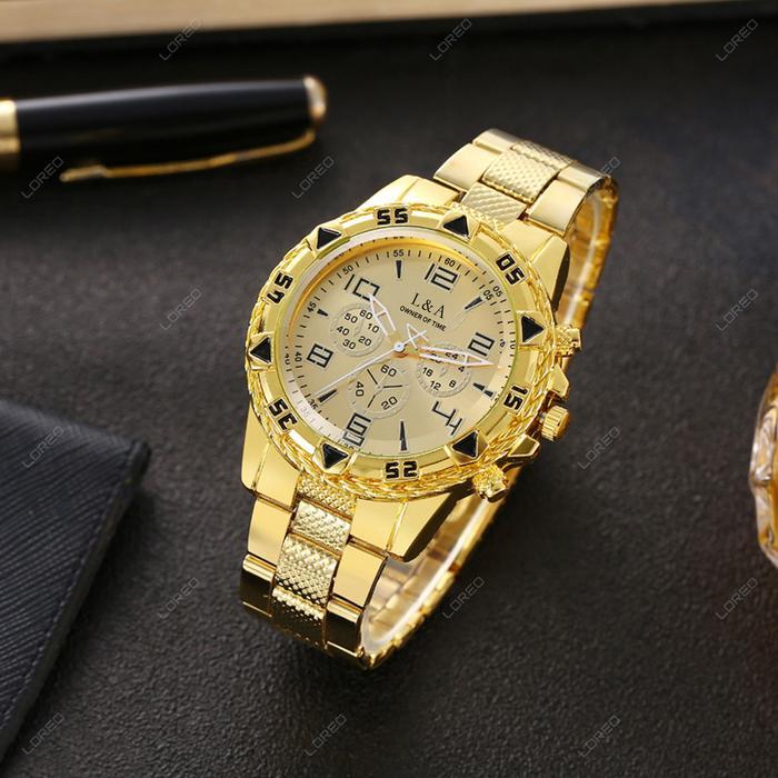Loreo Jam Tangan Pria Mewah Desain Eropa / Jam Tangan Cowok Chronograph Gercep