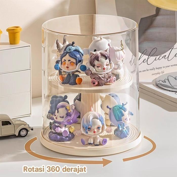 Vixplorn Acrylic Kotak Display Putar Blind Box 360 Rotate Display Box Rak Pajangan Akrilik