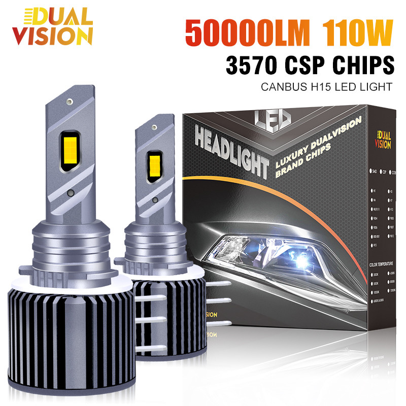 Turbo LED H15 Built-in Canbus 110W 50000LM Car Headlight Bulbs High