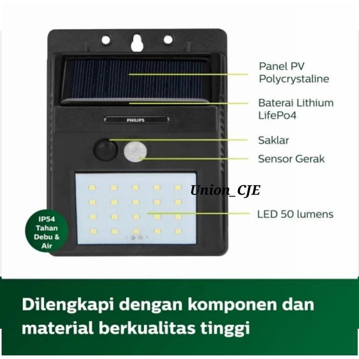 Lampu Sensor Gerak Solar panel Philips Solar Wall Light BWS010