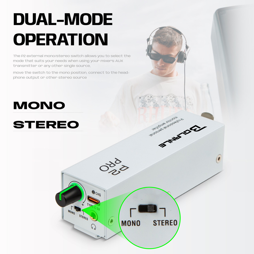 Bolanle P2 USB C PRO IEM Ultra-Compact Personal In-Ear Monitor Amplifier