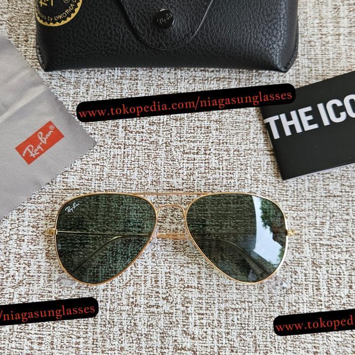 Rayban Aviator RB3025 Kacamata Hitam Aviator Frame Logam Lensa Hijau Ukuran 58 RB3025 Gold Lens Gree
