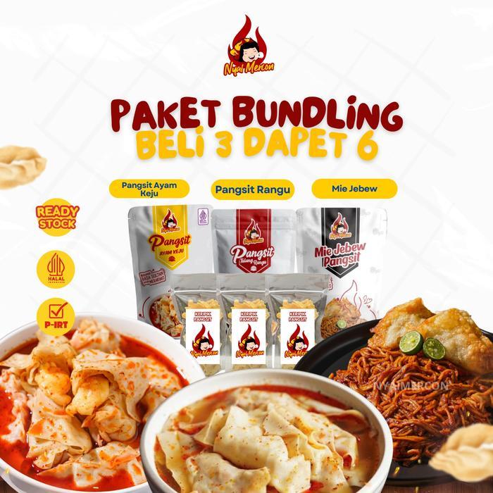 TERLARIS Paket Beli 3 Dapat 6 (Pangsit Rangu, Pangsit Keju, Mie Jebew + 3 Free Kripik Pangsit) Nyai