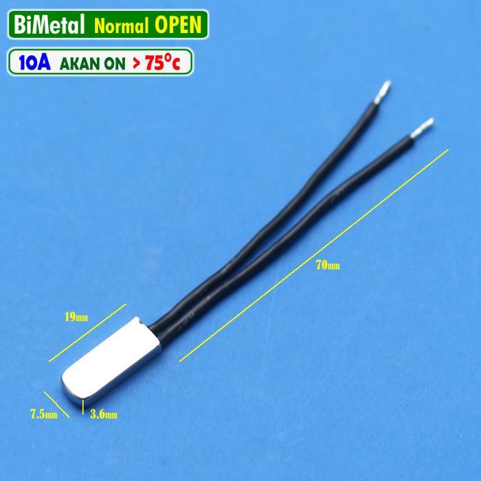 Bimetal N0 Thermostat 75C 10A KSD9700 Sekering Sensor Suhu Otomatis