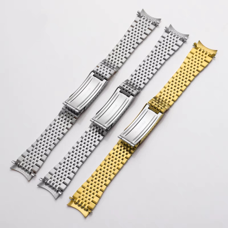 18/19/20mm Curved End Solid Stainless Steel Watch Band for Omega Seamaster De Ville Vintage Strap