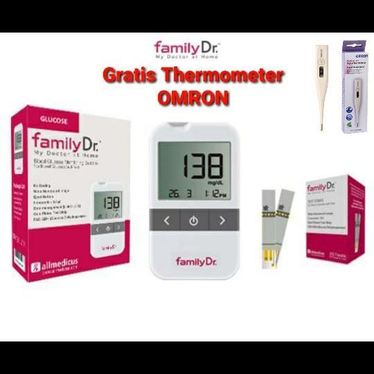 ALAT CEK GULA DARAH FAMILY DR BLOOD GLUCOSE GRATIS THERMOMETER OMRON