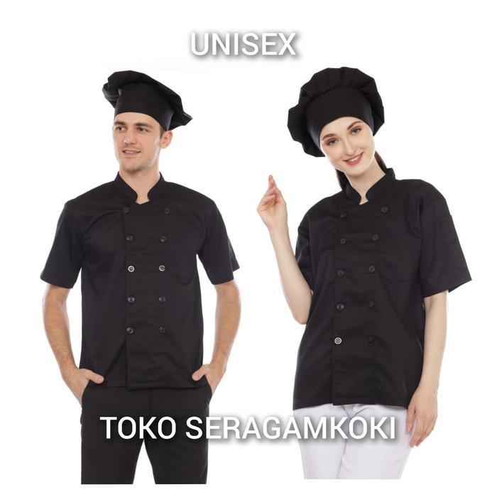 koki kancing hitam baju koki kancing hitam - S