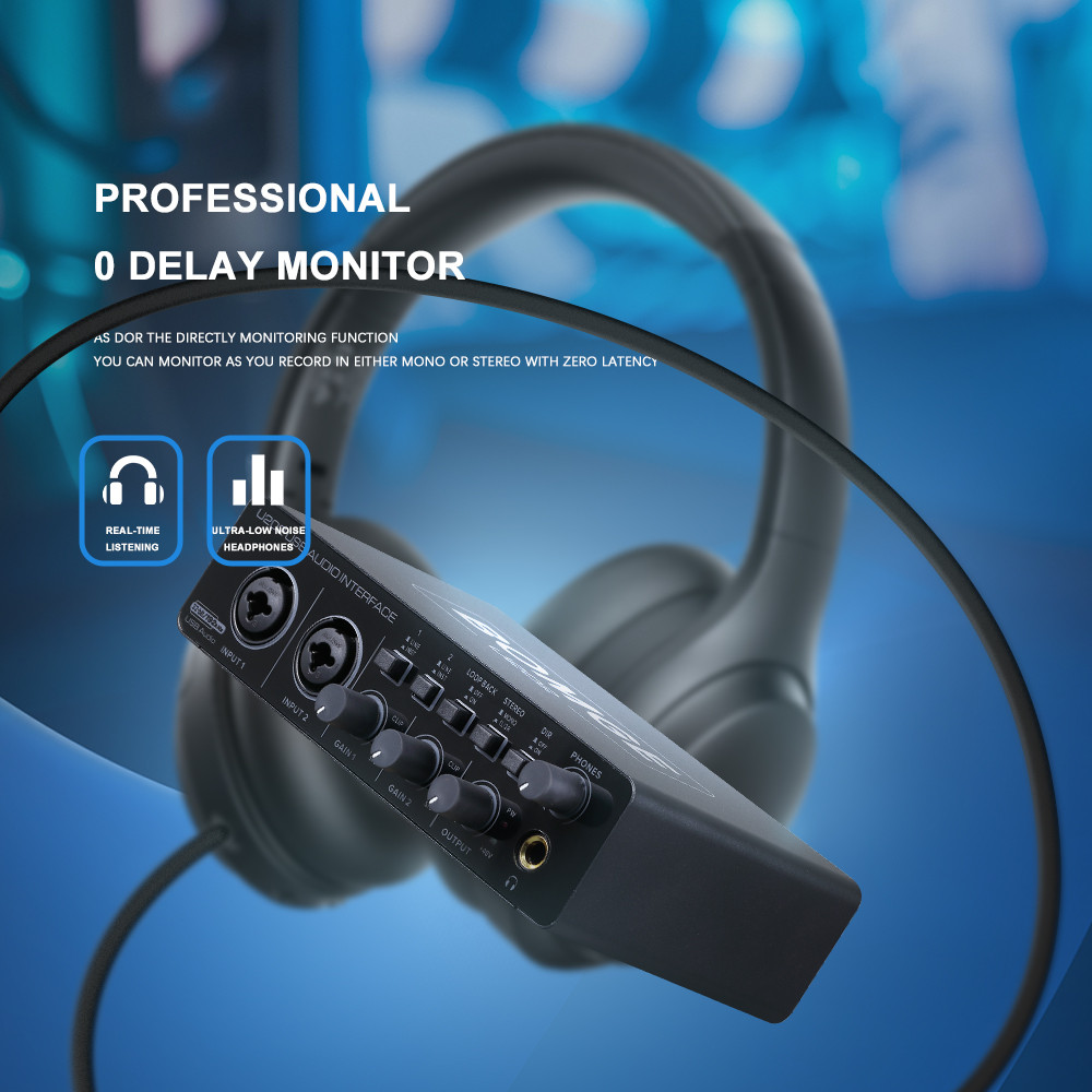 BOMGE U202 USB Audio Interface with Mic Preamplifier XLR/TSR/TS Ports 48V 32-Bit/192kHz Resolution