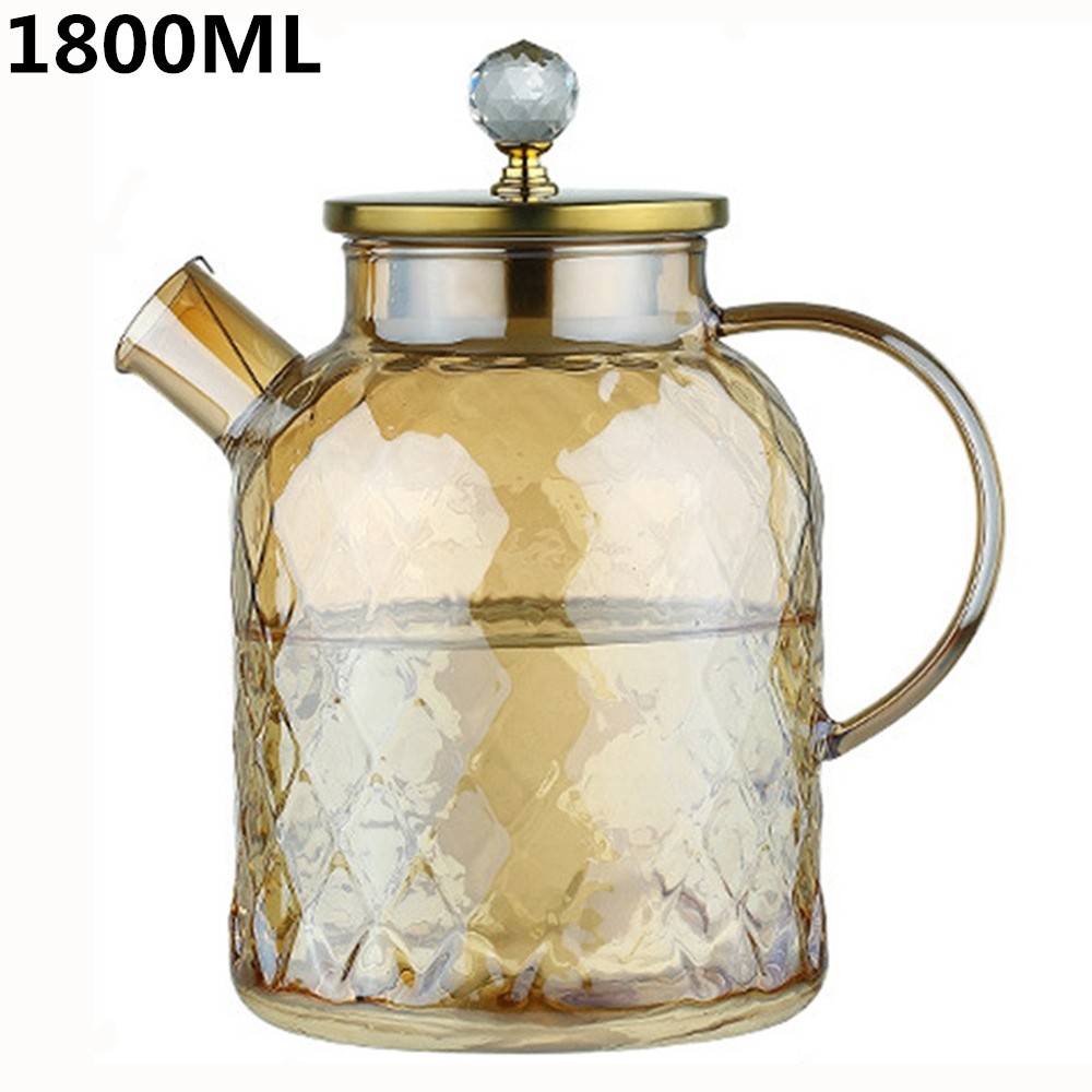 1L / 1.8L Large Capacity Glass Teapot Heat Resistant Juice Coffee Flower Puer Tea Pot with Filter
