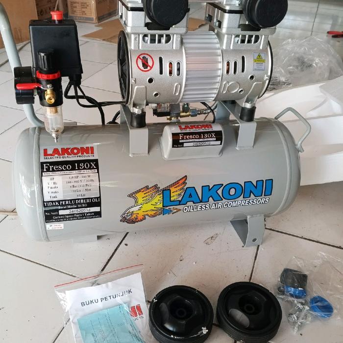 Mesin Kompresor Angin Lakoni Fresco 130X Oilless Silent Tanpa Oli Fresco130 130X 750Watt 8 Bar 30Lit
