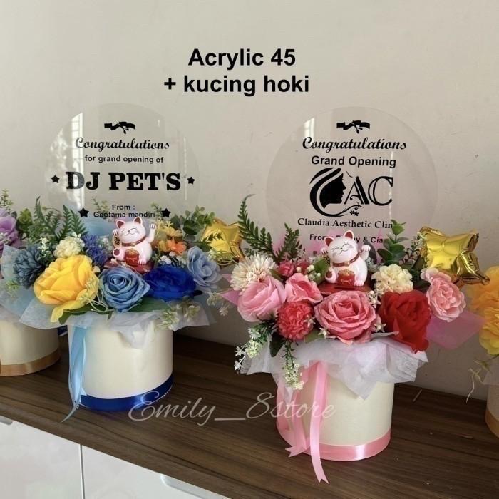 (Ready) Papan Bunga Akrilik Bloom Box Acrylic Congratulation Grand Opening Bunga Wisuda Buket Wisuda