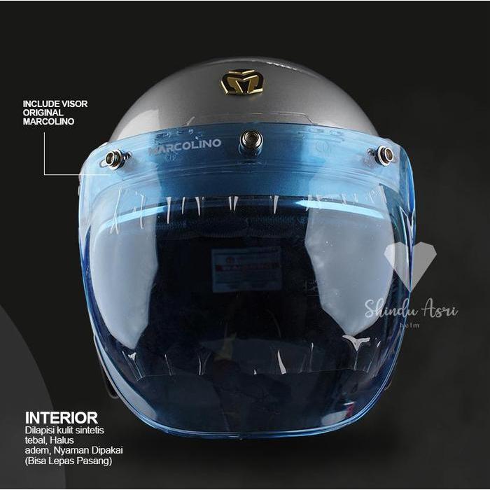 Helm Retro Marcolino List Chrome Visor Original